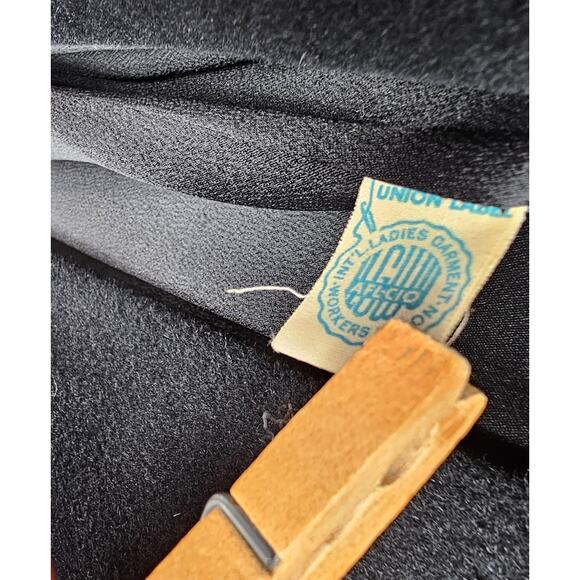 Vintage 1950s 60s Hudson Belk Black Wool Swing Coat Brown Mink Collar Union Made - Picture 5 of 10